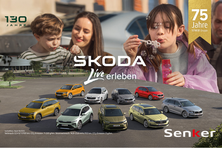 Besuchen Sie uns beim Škoda live erleben in Amstetten-Neufurth und Melk. Am Bild: Škoda-Modellpalette mit Logo vom Škoda live erleben