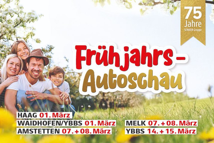 Wir laden Sie ein zu unserer Frühjahrs-AUTOSCHAU! - Frühjahrs Autoschau Blatt mit den Terminen in Frühlings-Ambiente